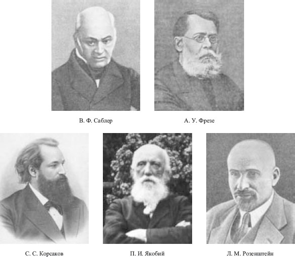 В.Ф.Саблер, А.У.Фрезе, С.С.Корсаков, П.И.Якобий, Л.М.Розенштейн